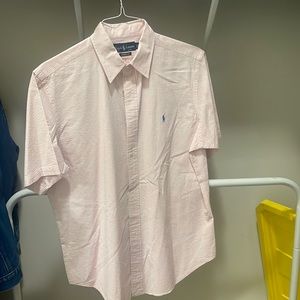 Large- Ralph Lauren Mens Pink Short Sleeve Button Down